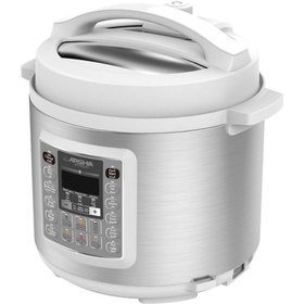 تصویر زودپز برقی دیجیتالی سفید عرشیا مدل EB118-2371 Arshia white digital electric pressure cooker model EB118-2371