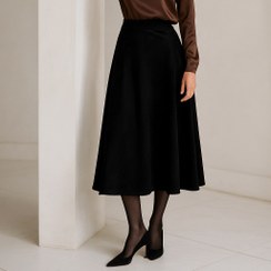 تصویر دامن مخمل میدی پشت کش نیم کلوش مشکی سایز 32 تا 62 (رنگبندی موجود) 