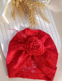 تصویر توربان طرح گل و پر 