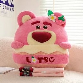 تصویر عروسک بالشتی خرس لوتسو مدل JI110 ارتفاع ۴۵ سانتی‌متر به همراه پتو 