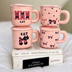 تصویر ماگ گربه صورتی 