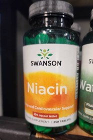 تصویر قرص نیاسین سوانسون (۲۵۰عددی)SWANSON Niacin SWANSON Niacin and Cardiovascular Support 100 mg per tablet