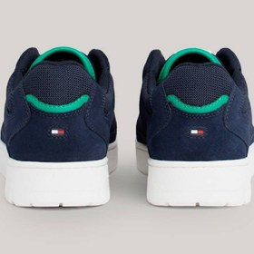 تصویر کفش بسکتبال مردانه با رویه جیر - رویه جیر، آبی برند Tommy Hilfiger Men's Suede Logo Basketball Trainers - Suede upper, Blue