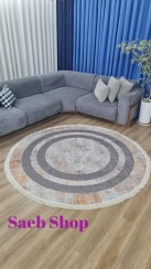 تصویر پادری گرد اسلیمی زرین | فرش صائب | کد : Set12g 