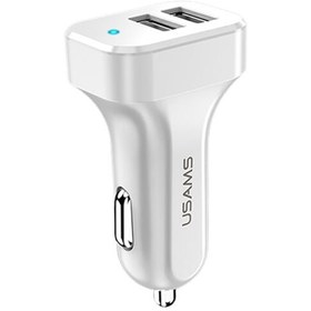 تصویر شارژر فندکی یوسامز مدل US-CC087 C13 با کابل میکرو USB USAMS US-CC087 C13 2.1A Dual USB Fast Charging Car Charger With microUSB Cable