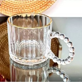 تصویر فنجان دسته مروارید وارداتی شفاف ماگ دسته حلقه 