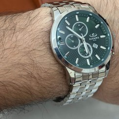 تصویر ساعت الگانس مردانه موتور سوییس سیلور صفحه سبز مدل EP0638G Elegance watch for men, Swiss engine, silver, green dial model EP0638G