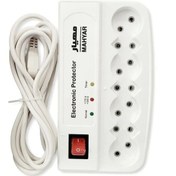 تصویر محافظ برق 7 خانه مهیار مدل MAHYAR 7 SOCKETS طول 2.5 متر MAHYAR HIGH PERFORMANCE VOLTAGE PROTECTOR 7 SOCKETS