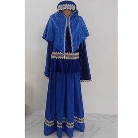 تصویر لباس محلی و قاجاری زنانه به همراه کلاه یا روسری ( دامن عرض 3 متر ) 