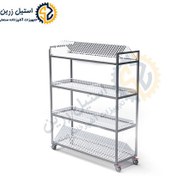 تصویر ترولی آبچکان استیل (ابعاد 2، 3 و 4 طبقه) 