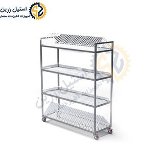 تصویر ترولی آبچکان استیل (ابعاد 2، 3 و 4 طبقه) 