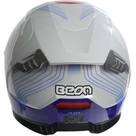 تصویر کلاه کاسکت موتورسیکلت آبی B 507 ایمنی موتور سیکلت صورت کامل FF04 سفید BLUE RED beon 