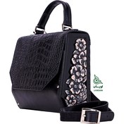 تصویر کیف چرم شکوفه مشکی 