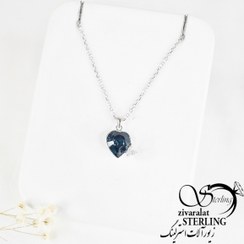 تصویر گردنبند نقره زنانه سوارسکی مدل قلب 3 نگین کد 11414 Swarovski women's silver necklace, heart model, 3 jewels