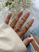 تصویر انگشتر زنانه استیل پکی با رنگ‌های مختلف 