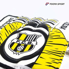 تصویر دستکش فوتبالی طرح رئال بارسا goalkeeper gloves