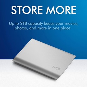 تصویر LaCie Portable SSD 2TB External SSD USB-C Iphone 15 Pro compatible 2nd generation USB 3.2 speeds up to 1050MB/s Moon Silver for Mac PC and iPad (STKS2000400) - ارسال 15 الی 20 روز کاری 