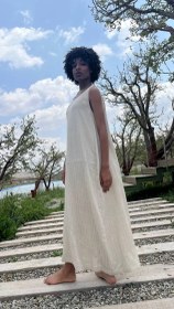 تصویر پیراهن دلسی کرم لینن-051M 