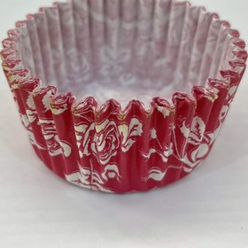 تصویر کپسول کاغذی مافین 25 عددی قرمز گل سفید 