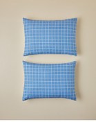 تصویر روبالشی پنبه منطقه PLAID 2 CASE 50X70 سانتی متر آبی English Home 