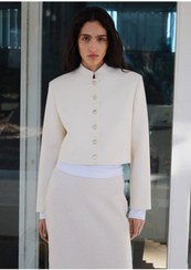 تصویر ژاکت کراپ با یقه خط‌خورده - مانگو - MANGO - اورجینال- 898627832 