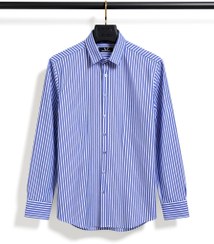 تصویر پیراهن مردانه راه راه آبی دیلم پارچه ۱۰۰% نخی سایز ۲XL 