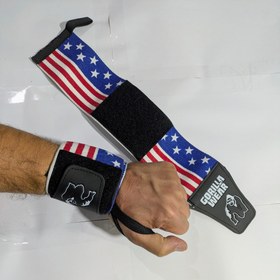 تصویر مچ‌بند بدنسازی گوریل مدل پرچم fitness wristband Gorilla wear