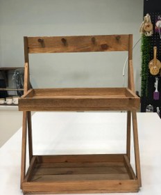 تصویر استند ۲ طبقه آویزدار چوبی 