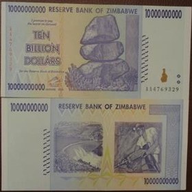 تصویر زیمبابوه 10 بیلیون ( 10 میلیارد) دلار تک بانکی 