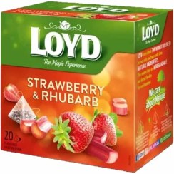 تصویر دمنوش کیسه ای لوید حاوی توت فرنگی و ریواس 20 عددی LOYD Strawberries and Rhubarb 