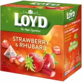 تصویر دمنوش کیسه ای لوید حاوی توت فرنگی و ریواس 20 عددی LOYD Strawberries and Rhubarb 