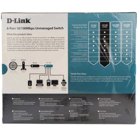 تصویر سوییچ 8 پورت دسکتاپی دی-لینک مدل DES-108 D-LINK DES-108 8-Port Desktop Switch