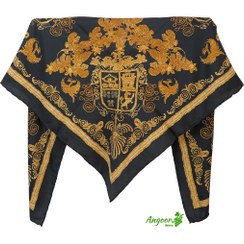 تصویر روسری ابریشمی مشکی طلایی مجلسی gnt کد 1409 