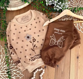 تصویر بلوز و شلوار تک گل کرم رنگ 