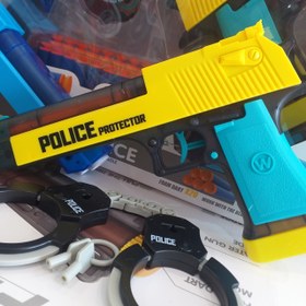 تصویر تفنگ 2عددی مدل دو کاره آبپاش و تیر فومی طرح پلیس 