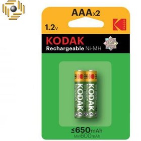 تصویر باتری نیم قلمی قابل شارژ کداک مدل Rechargeable 650 mAh بسته ۲ عددی 