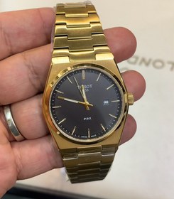 تصویر ساعت مچی تیسوت prx طلایی صفحه مشکی مردانه Tissot