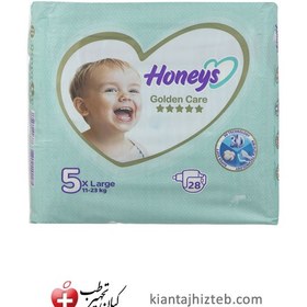 تصویر پوشک سایز ۵ هانیز بسته 28 عدد ا baby diaper Size 5 honeys 28 pcs baby diaper Size 5 honeys 28 pcs