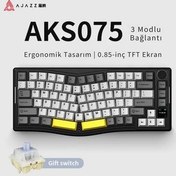 تصویر کیبورد مخصوص بازی طراحی ارگونومیک مکانیکی BT5.1 2.4GWIRELESS USB C کابل داغ عوض RGB Ajazz 