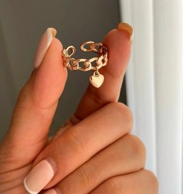 تصویر انگشتر ژوپینگ مدل 1664 آویز قلبی از ابکاری طلا 