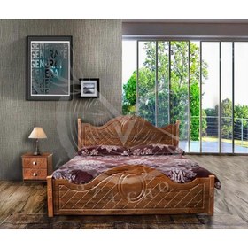 تصویر تخت خواب دونفره مدل آرامش سایز 200×160 سانتی متر ام دی اف - آنتیک طلایی 