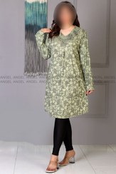 تصویر تونیک یقه هفت نگین‌دار زنانه - کرمی 