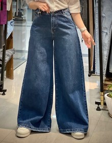 تصویر شلوار جین فول بگ ابی تیره زنانه - ابی تیره / سایز 4 Women’s Dark Blue Full Baggy Denim Jeans