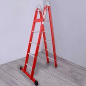 تصویر نردبان۲ تیکه مفصلی آلومینیومی ۸ پله 