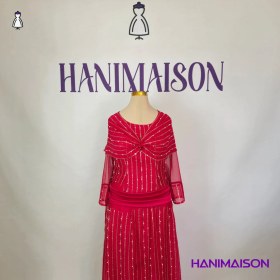 تصویر ست لباس کردی قرمز موکریانی هانی مزون 