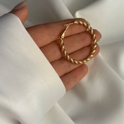 تصویر گوشواره حلقه‌ای طرح طنابی ژوپینگ کد 37 