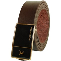 تصویر کمربند چرم طبیعی مردانه تک لایه گاومیش با سگک پلاکی K35L2PB4 