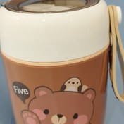 تصویر ظرف غذای خرسی استوانه ای استیل 