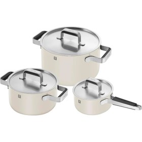 تصویر سرویس قابلمه ۳پارچه زولینگ مدل پیور رنگ کرم ZWILLING Pure Cookware, Set of 3 ivory white 