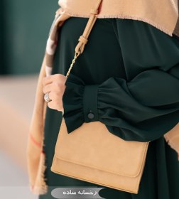 تصویر مانتو عبایی رخسانه ساده مشکی کد ۱۴۰۱۹ 